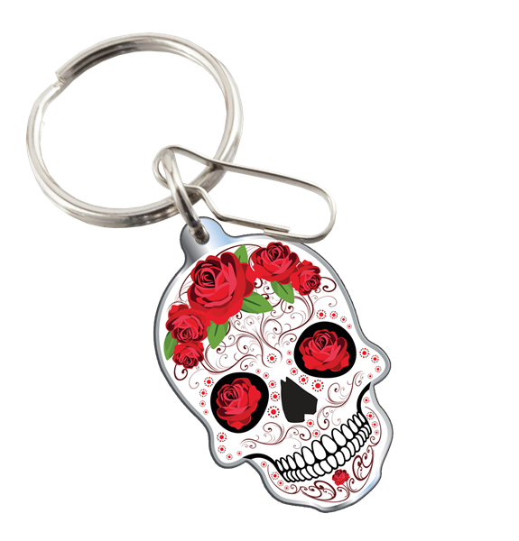 PlastiColor Skull with Roses Key Chain