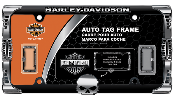 Harley-Davidson Badge and Skull 2-n-1 Chrome Frame