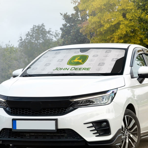 John Deere Cool White Retro Logo Accordion Sunshade